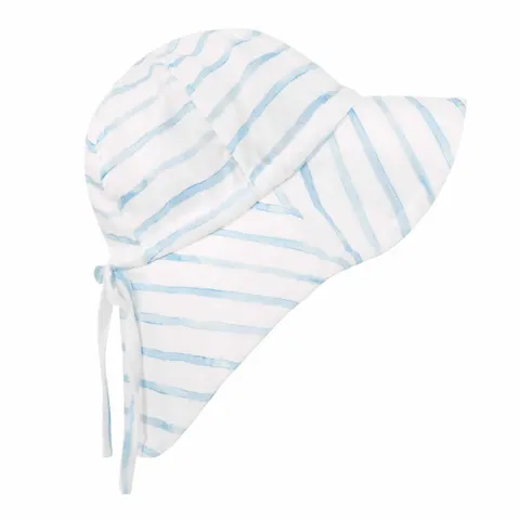 Bambusowy kapelusz plażowy - Saint-Tropez Blue Paski / Samiboo