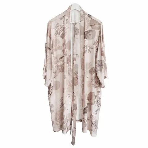 Szlafrok kimono bambusowe - Beige garden / Lullalove