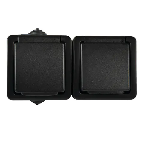 TEKNO 05-1254-141 cz gniazdo FRx2 podwójne czarne z ochrona styków