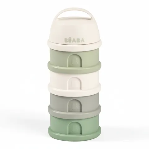 Pojemniki na mleko w proszku 4 komory cotton white-sage green / Beaba