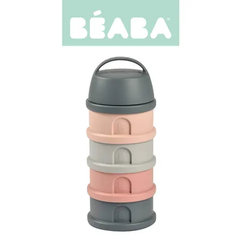 Pojemniki na mleko w proszku 4 komory mineral grey - pink / Beaba