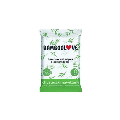 POCKET WIPES Bambusowe chusteczki nawilżane 99.3% wody 10 szt. / BambooLove