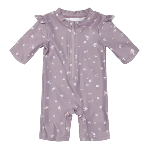 Swimsuit z rękawami Mauve Blossom / Little Dutch