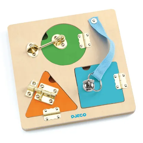 Drewniana tablica manipulacyjna LockBasic, Djeco