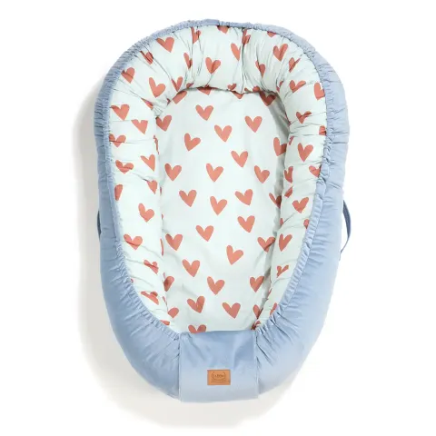 Kokon niemowlęcy BEST NEST - HEARTBEAT BLUE / La Millou