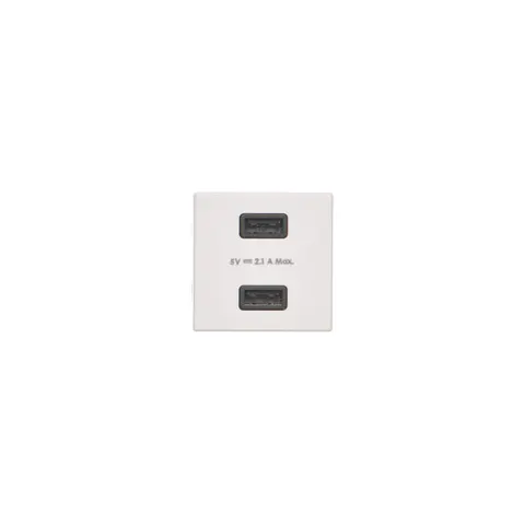 USB ładowarka K45 (45x45) gniazdo typ A 5V/2,1A; czysta biel