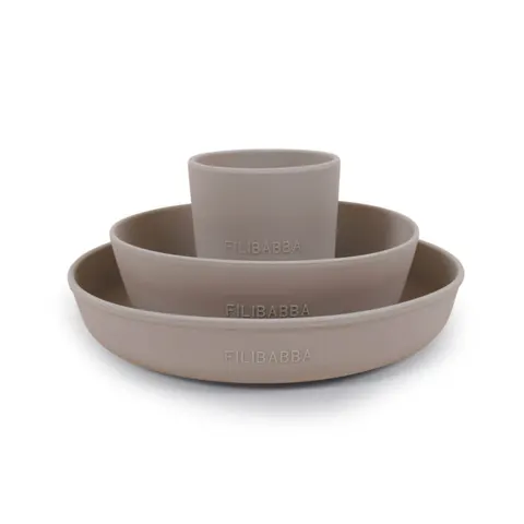 Silikonowy zestaw obiadowy - Warm Grey / Filibabba FI-02251