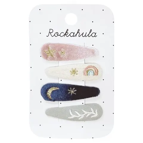 4 spinki do włosów Starry Skies Embroidered / Rockahula Kids
