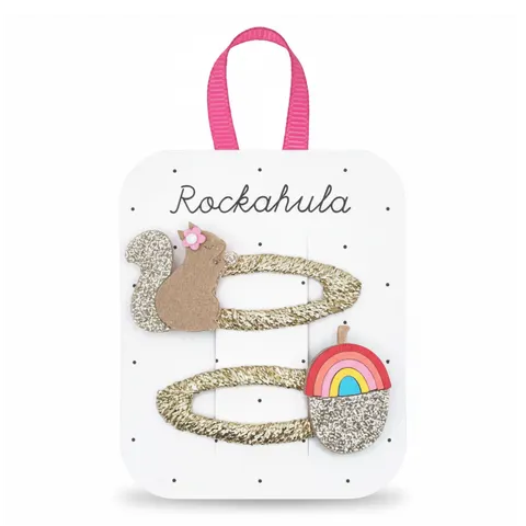 2 spinki do włosów Squirrel and Rainbow Acorn / Rockahula Kids