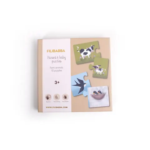 Puzzle Mama i dziecko Farm Animals / Filibabba