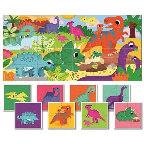 Baby puzzle - dwustronne puzzle dla najmłodszych - DINOZAURY / Ludattica