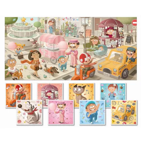 Baby puzzle - dwustronne puzzle dla najmłodszych - MIASTO / Ludattica
