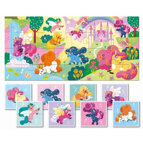 Baby puzzle - dwustronne puzzle dla najmłodszych - JEDNOROŻCE / Ludattica