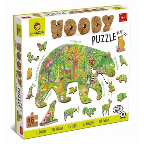 WOODY PUZZLE – drewniane puzzle konturowe – LAS / Ludattica