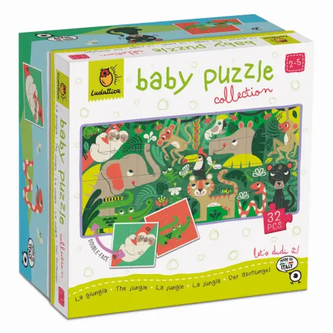 Baby puzzle - dwustronne puzzle dla najmłodszych - DŻUNGLA / Ludattica