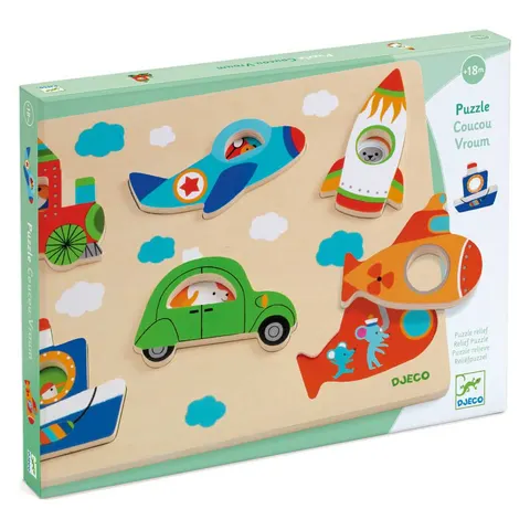 Drewniane puzzle POJAZDY / Djeco
