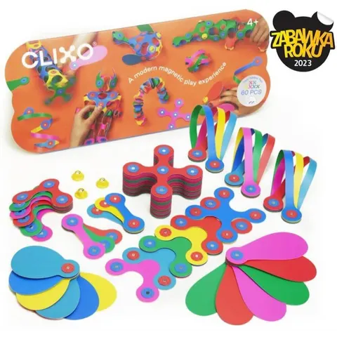 Układanka magnetyczna CLIXO Super Rainbow, 60 elementy
