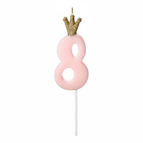 Świeczka urodzinowa 8 jasny różowy 9,5cm