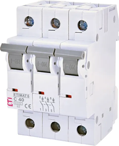 Wyłącznik nadprądowy 3P C 40A 6kA AC, ETIMAT 6 3p C40; 002145520, ETI