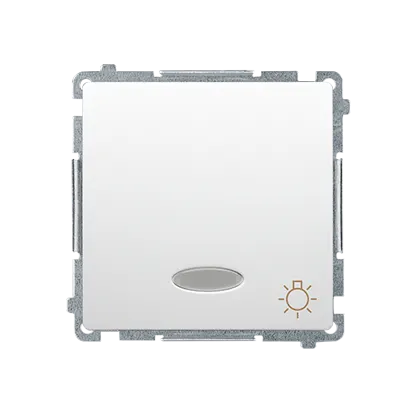 SIMON BASIC Przycisk światło z podświetleniem LED niebieski 10A 12VAC, moduł, zaciski szybkozłącza, biały; BMS1L12V.01/11