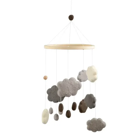 Filcowa Karuzela Mobile - clouds, warm grey / Sebra