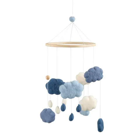 Filcowa Karuzela Mobile - clouds, cotton denim blue / Sebra