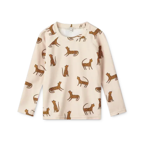 Koszulka kąpielowa UV z długim rękawem Noah - Leopard, sandy / Liewood