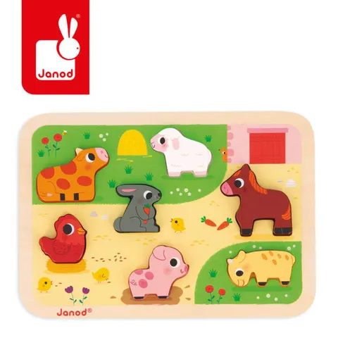 Puzzle drewniane 3D Na farmie / Janod