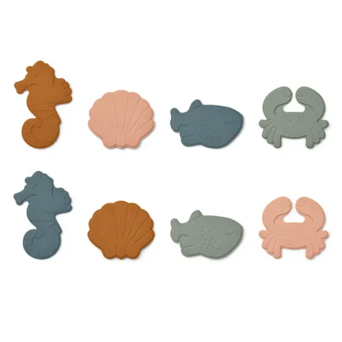Mini przyssawki do kąpieli Paola - Sea creature, mustard multi mix / Liewood