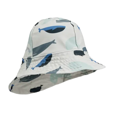 Letni kapelusz UV Josefine: Whales, Cloud blue / Liewood
