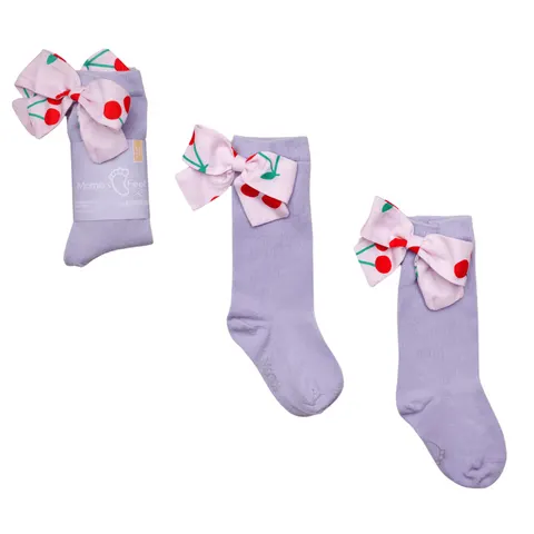 Podkolanówki z kokardką Mon Cheri - Lawendowe / Mama's Feet