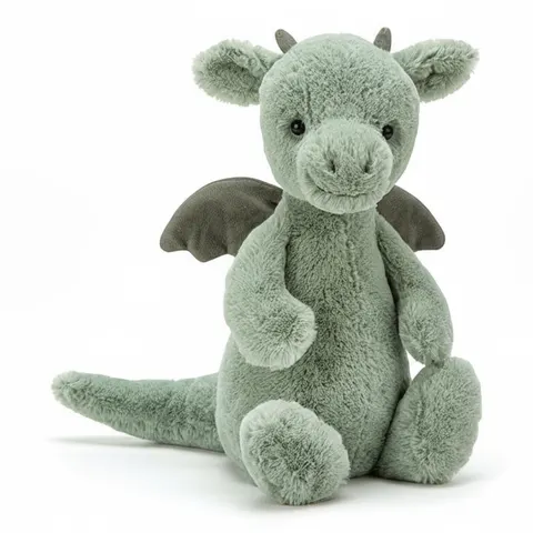 Jellycat Smok Bashful Miętowo - Szary 31 cm