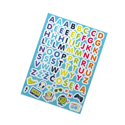 Naklejki wodoodporne na lunchbox - Literki munchowe / LUNCH MUNCH
