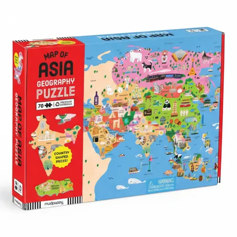 Puzzle konturowe Mapa Azji 70 elementów 5+ / Mudpuppy