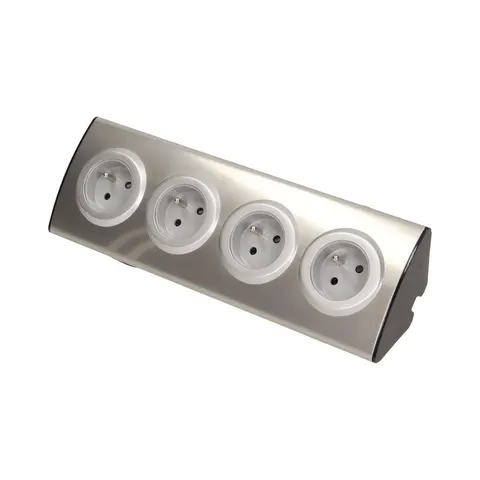 Gniazda wpuszczane w blat 4x2P+Z INOX (bez kabla)
