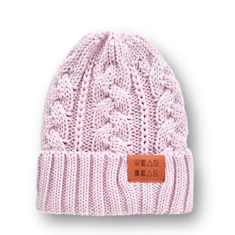Zimowa czapka z wełny merino - light pink / Strojmisie