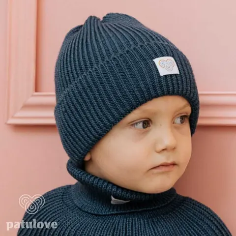 Czapka zimowa merino PETROL / Patulove