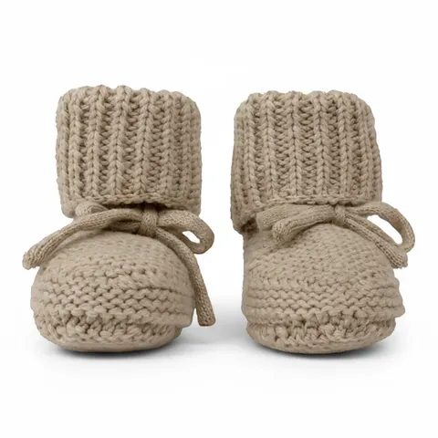 Buciki niechodki dziergane bawełniane 0-6 m. - Beige / Lodger