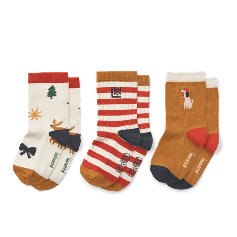 Skarpetki Silas, 3-pack - Holiday, sandy mix / Liewood