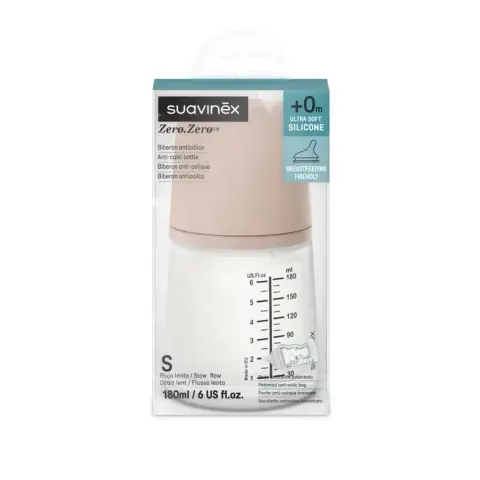 Butelka ze smoczkiem o wolnym przepływie 180ml zero - MEDIUM / Suavinex