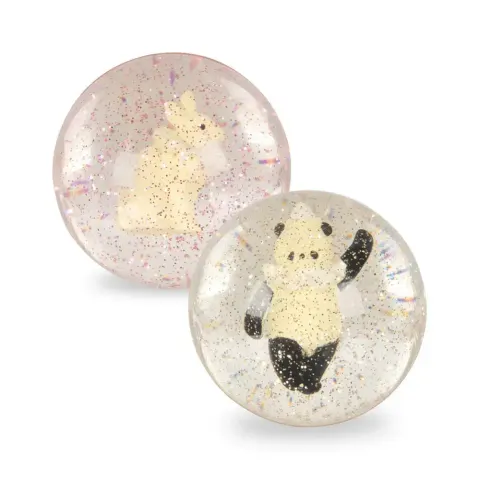 Piłeczki brokatowe z figurkami, 2 szt. - bunny & panda / Konges slojd