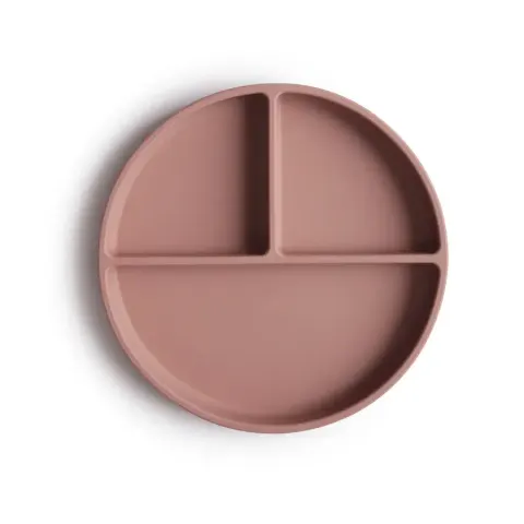 Talerzyk silikonowy z przyssawką trójdzielny Cloudy Mauve, Mushie