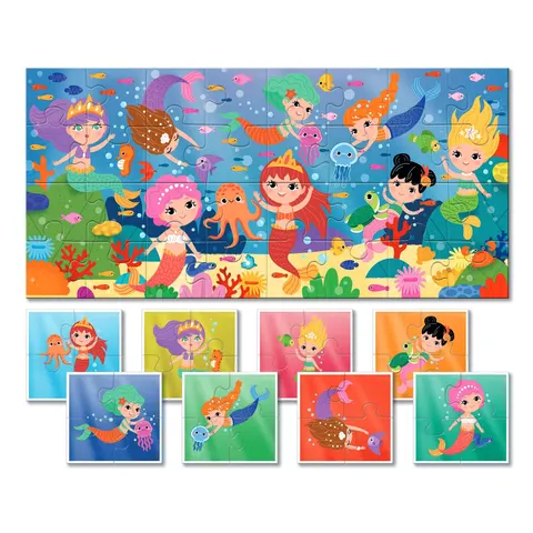 Baby puzzle - dwustronne puzzle dla najmłodszych - SYRENKI / Ludattica
