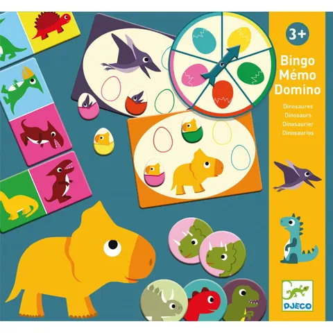 Gra edukacyjna Bingo memo domino DINOZAURY / Djeco