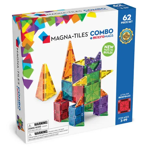USZKODZONE OPAKOWANIE: Klocki Magnetyczne microMAGS 62 el. COMBO / Magna-Tiles