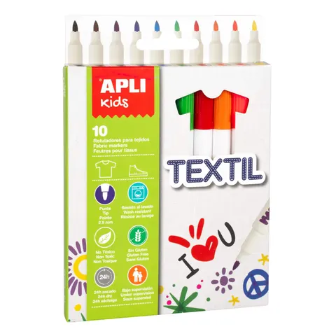 Flamastry tekstylne - 10 kolorów / Apli Kids