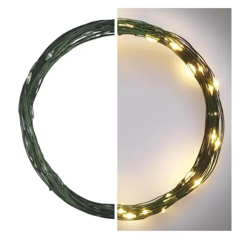 Dekoracje - 40 LED nano łezki 4m ciepła biel, zielony przewód, IP44 timer