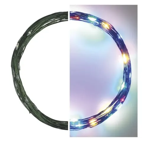 Dekoracje - 40 LED nano łezki 4m multikolor, zielony przewód, IP44 timer