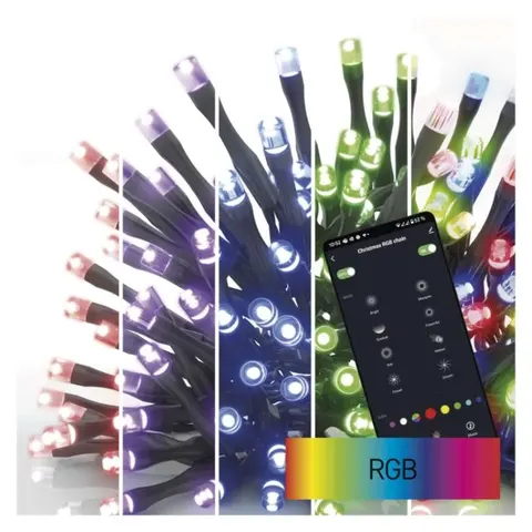 Lampki świąteczne, łańcuch 80LED 8m, RGB, GoSmart czarny przewód, 64 programów, IP44, WiFi, Tuya; D4ZR01, EMOS