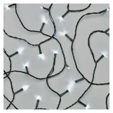 Lampki świąteczne Classic, łańcuch 120 LED 12m zimna biel, zielony przewód, 8 programów, IP44; D4AC08